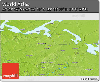 Physical 3D Map of the Area around 62° 40' 59" N, 30° 40' 29" E