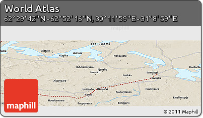 Shaded Relief Panoramic Map of the Area around 62° 40' 59" N, 30° 40' 29" E
