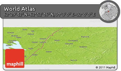 Physical Panoramic Map of the Area around 62° 40' 59" N, 31° 31' 29" E