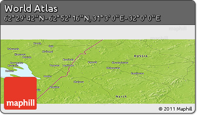 Physical Panoramic Map of the Area around 62° 40' 59" N, 31° 31' 29" E