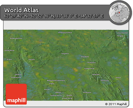 Satellite 3D Map of the Area around 62° 40' 59" N, 34° 4' 30" E