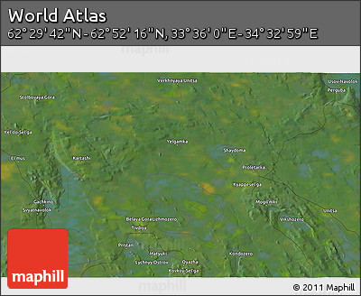 Satellite 3D Map of the Area around 62° 40' 59" N, 34° 4' 30" E
