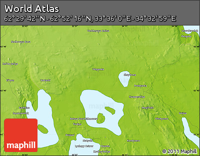 Physical Map of the Area around 62° 40' 59" N, 34° 4' 30" E