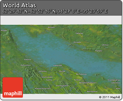 Satellite 3D Map of the Area around 62° 40' 59" N, 34° 55' 29" E