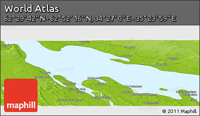 Physical Panoramic Map of the Area around 62° 40' 59" N, 34° 55' 29" E