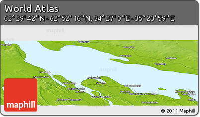 Physical Panoramic Map of the Area around 62° 40' 59" N, 34° 55' 29" E