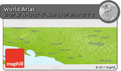 Physical Panoramic Map of the Area around 62° 40' 59" N, 35° 46' 29" E