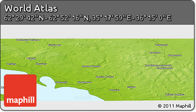 Physical Panoramic Map of the Area around 62° 40' 59" N, 35° 46' 29" E