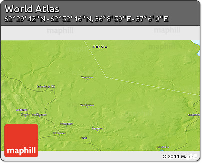 Physical 3D Map of the Area around 62° 40' 59" N, 36° 37' 30" E