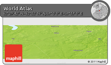 Physical Panoramic Map of the Area around 62° 40' 59" N, 37° 28' 30" E