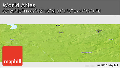 Physical Panoramic Map of the Area around 62° 40' 59" N, 37° 28' 30" E