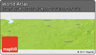 Physical Panoramic Map of the Area around 62° 40' 59" N, 37° 28' 30" E