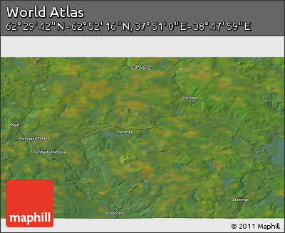 Satellite 3D Map of the Area around 62° 40' 59" N, 38° 19' 30" E