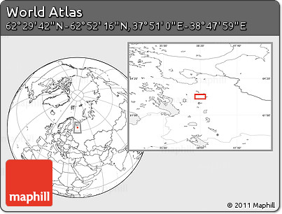 Blank Location Map of the Area around 62° 40' 59" N, 38° 19' 30" E