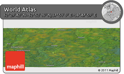 Satellite Panoramic Map of the Area around 62° 40' 59" N, 38° 19' 30" E