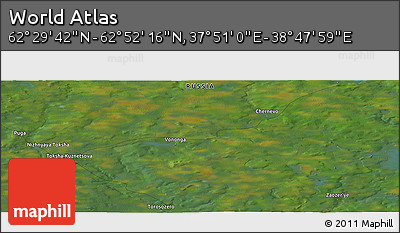 Satellite Panoramic Map of the Area around 62° 40' 59" N, 38° 19' 30" E