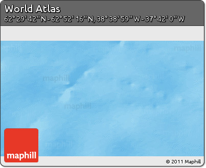 Physical 3D Map of the Area around 62° 40' 59" N, 38° 10' 29" W