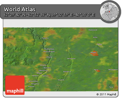 Satellite 3D Map of the Area around 62° 40' 59" N, 40° 1' 29" E