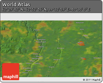 Satellite 3D Map of the Area around 62° 40' 59" N, 40° 1' 29" E