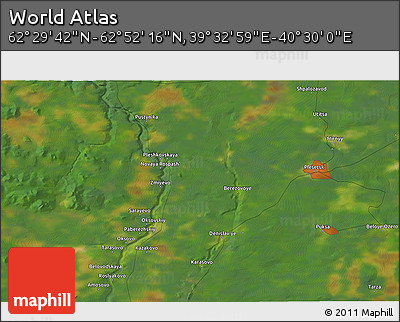 Satellite 3D Map of the Area around 62° 40' 59" N, 40° 1' 29" E