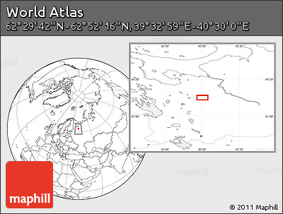 Blank Location Map of the Area around 62° 40' 59" N, 40° 1' 29" E