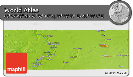 Physical Panoramic Map of the Area around 62° 40' 59" N, 40° 1' 29" E