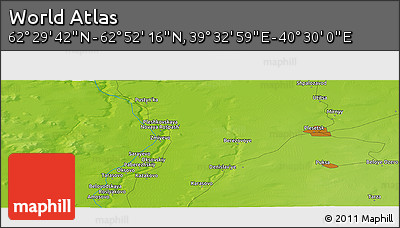 Physical Panoramic Map of the Area around 62° 40' 59" N, 40° 1' 29" E