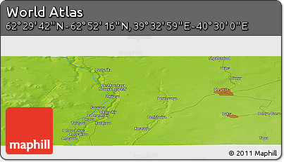 Physical Panoramic Map of the Area around 62° 40' 59" N, 40° 1' 29" E