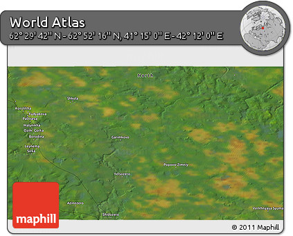 Satellite 3D Map of the Area around 62° 40' 59" N, 41° 43' 30" E