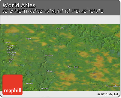 Satellite 3D Map of the Area around 62° 40' 59" N, 41° 43' 30" E