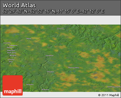 Satellite 3D Map of the Area around 62° 40' 59" N, 41° 43' 30" E