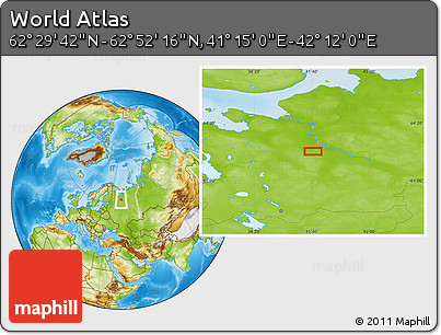 Physical Location Map of the Area around 62° 40' 59" N, 41° 43' 30" E
