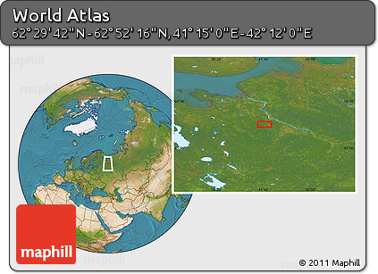 Satellite Location Map of the Area around 62° 40' 59" N, 41° 43' 30" E