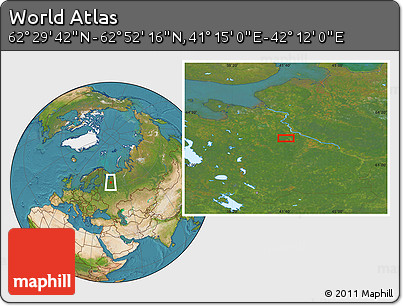 Satellite Location Map of the Area around 62° 40' 59" N, 41° 43' 30" E