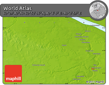 Physical Map of the Area around 62° 40' 59" N, 42° 34' 30" E