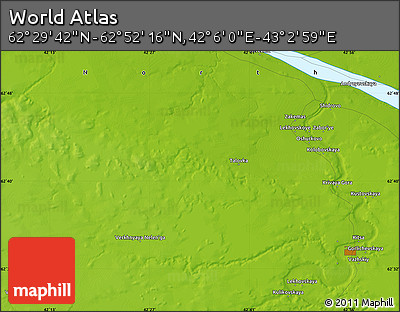 Physical Map of the Area around 62° 40' 59" N, 42° 34' 30" E