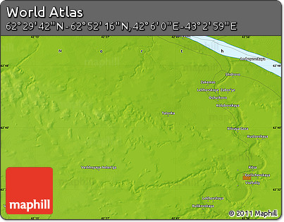 Physical Map of the Area around 62° 40' 59" N, 42° 34' 30" E