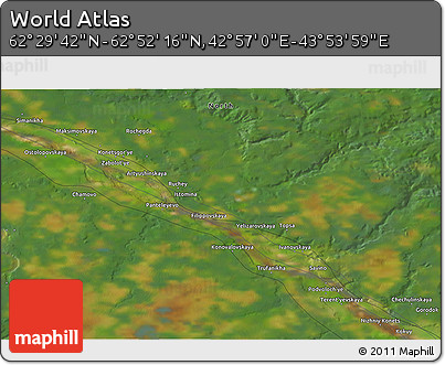 Satellite 3D Map of the Area around 62° 40' 59" N, 43° 25' 29" E