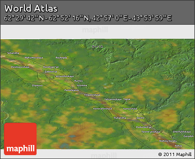 Satellite 3D Map of the Area around 62° 40' 59" N, 43° 25' 29" E