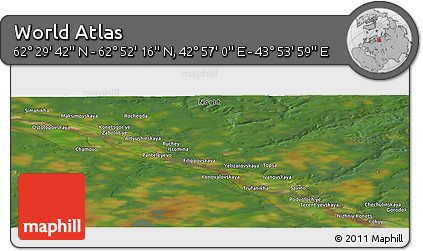 Satellite Panoramic Map of the Area around 62° 40' 59" N, 43° 25' 29" E