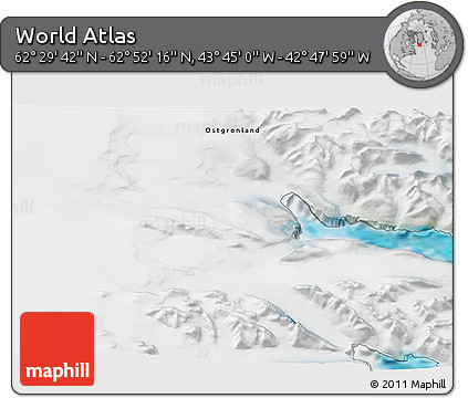 Satellite 3D Map of the Area around 62° 40' 59" N, 43° 16' 29" W