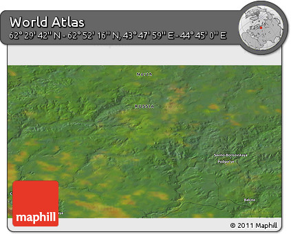 Satellite 3D Map of the Area around 62° 40' 59" N, 44° 16' 29" E