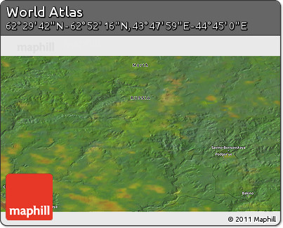 Satellite 3D Map of the Area around 62° 40' 59" N, 44° 16' 29" E