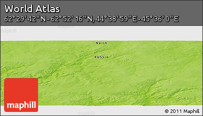 Physical Panoramic Map of the Area around 62° 40' 59" N, 45° 7' 30" E