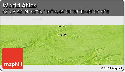 Physical Panoramic Map of the Area around 62° 40' 59" N, 45° 7' 30" E