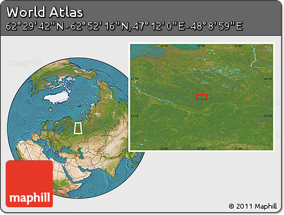 Satellite Location Map of the Area around 62° 40' 59" N, 47° 40' 29" E