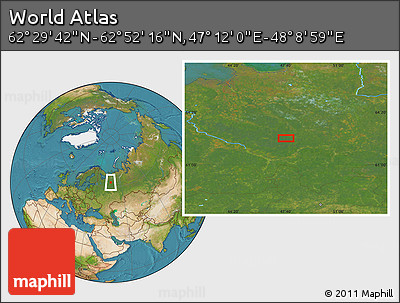 Satellite Location Map of the Area around 62° 40' 59" N, 47° 40' 29" E