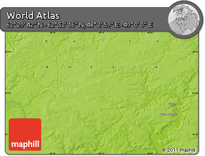 Physical Map of the Area around 62° 40' 59" N, 48° 31' 29" E