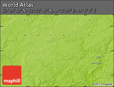 Physical Map of the Area around 62° 40' 59" N, 48° 31' 29" E