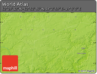 Physical Map of the Area around 62° 40' 59" N, 48° 31' 29" E